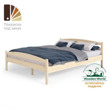 Кровать двуспальная 1600х2000 с изножьем из массива дерева в Классическом стиле, КК-10