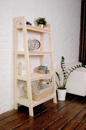 Этажерка в стиле Лестница, 4 полки, 149х70х41,6 см деревянная, ХСЛ-05