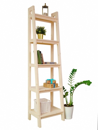 Стеллаж в стиле Лестница 5 полок , 189х50х41,6 см, деревянный, ХСЛ-03
