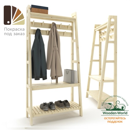 Прихожая с крючками в стиле Лестница  189х90х41,6 см, деревянная, ХСЛП-03