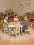 Детский Стол Большой и 2 стула деревянных, комплект на 2 ребенка (Столик 75х75см + 2 Стульчика), КМД-03