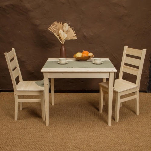 Комплект обеденной мебели деревянный (стол 90 см + 2 стула), КМО-01