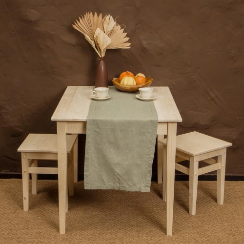Комплект обеденной мебели деревянный (стол 90 см + 2 табурета), КМО-11
