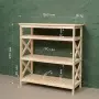 Этажерка Прованс Лайт широкая, 4 полки, 93х86х38 см, деревянная СП-33
