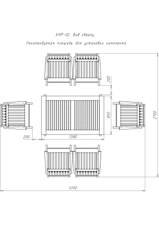 Купить  Комплект дачной мебели деревянный 140 см (Стол, 6 Кресел) , КМР-02