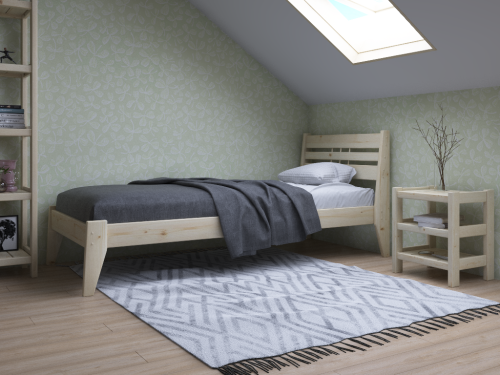 Кровать односпальная 90х200 см деревянная в Скандинавском стиле, КС-02