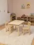 Детский Стол и два стула деревянных, комплект на 2 ребенка (Столик 75х50 + 2 Стульчика), КМД-02