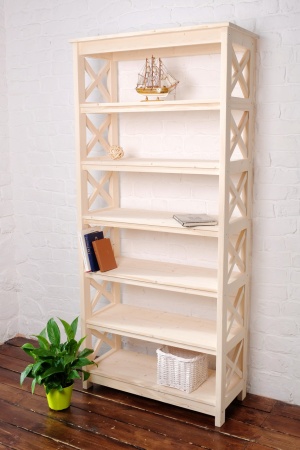Стеллаж в стиле Прованс широкий, 7 полок, 195х89х40 см, деревянный, ХСП-01 Стеллаж в стиле Прованс широкий, 7 полок, 195х89х40 см, деревянный, ХСП-01
