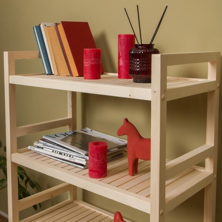 Стеллаж деревянный, этажерка 5 полок, 135 х 70 х 35 см, Универсальный, СУ-07