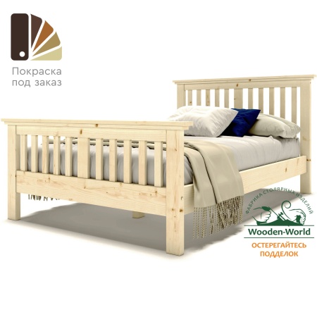 Кровать полутораспальная 120х200 см с изножьем деревянная Прованс, ХКР-04