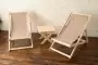 Шезлонг с бежевой тканью, деревянный, складной, МС-14-Б