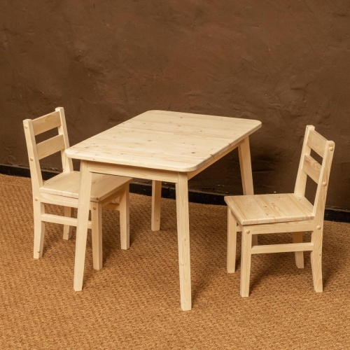 Детский Стол и два стула деревянных, комплект на 2 ребенка (Столик 75х50 + 2 Стульчика), КМД-02