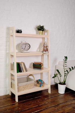 Этажерка в стиле Лестница, 4 полки, 149х90х41,6 см деревянная, ХСЛ-04
