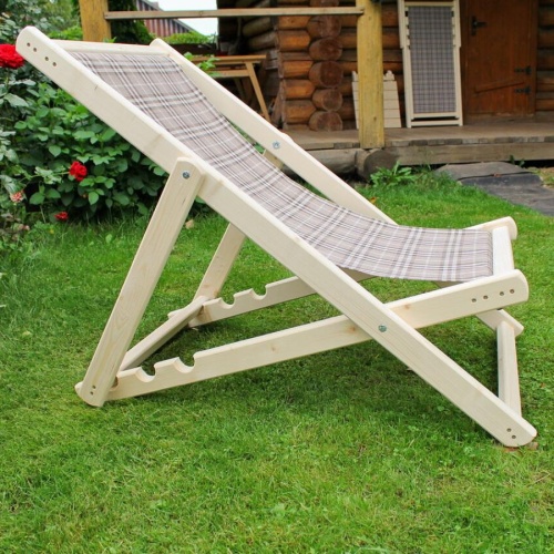 Шезлонг с клетчатой тканью, деревянный, складной, МС-14-К Шезлонг с клетчатой тканью, деревянный, складной, МС-14-К