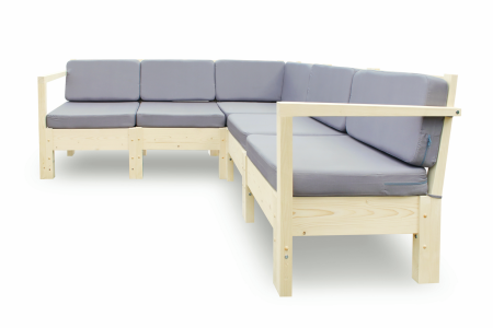 Диван садовый угловой деревянный с подушками на 4 человека, КМЛ-14 Диван садовый угловой деревянный с подушками на 4 человека, КМЛ-14