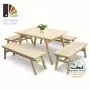 Купить  Комплект дачной мебели на 10 человек 140 см (Стол, 4 лавки) деревянный,  КМР-24