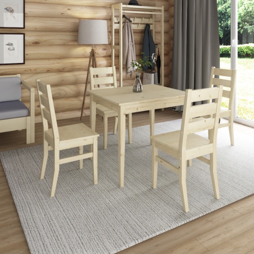 Комплект обеденной деревянный (стол 90 см + 4 стула), КМО-02