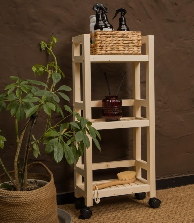 Тумба узкая на колесиках деревянная, 3 полки, 75 х 35 х 17, Универсальная, СУ-36 Тумба узкая на колесиках деревянная, 3 полки, 75 х 35 х 17, Универсальная, СУ-36