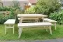 Купить  Комплект дачной мебели на 10 человек 140 см (Стол, 4 лавки) деревянный,  КМР-24