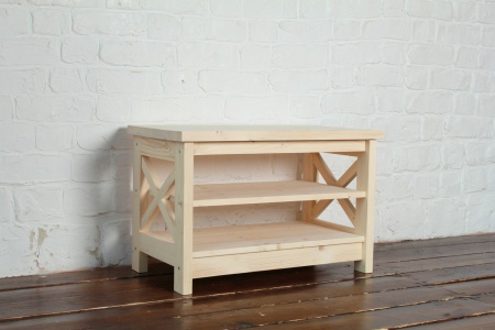 Тумба для обуви в стиле Прованс с сидением, 3 полки, 45х71х40 см деревянная, ХСП-14