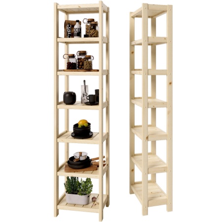 Стеллаж Классический 7 полок, 230х53х35 см, деревянный, ХСК-03 Стеллаж Классический 7 полок, 230х53х35 см, деревянный, ХСК-03