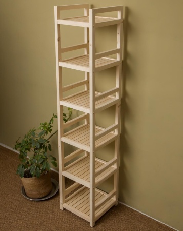 Стеллаж деревянный 6 полок, 165 х 35 х 35 см, Универсальный, СУ-06