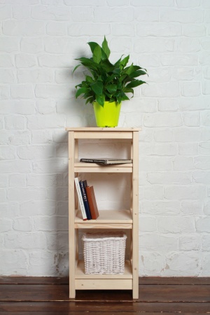 Этажерка в стиле Прованс узкая, 4 полки, 91х40х40 см деревянная, ХСП-09