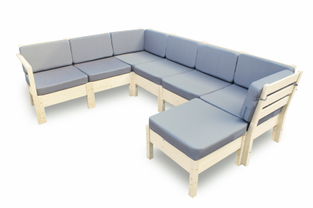 Диван угловой с подушками деревянный с оттоманкой на 4 человека модульный, КМЛ-17