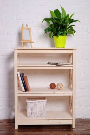 Этажерка в стиле Прованс средняя, 4 полки, 91х71х40 см деревянная, ХСП-08