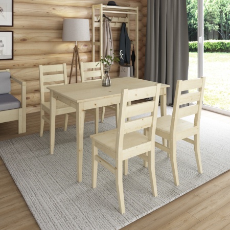 Комплект обеденной мебели деревянный (стол 120 см + 4 стула), КМО-03