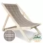 Шезлонг с клетчатой тканью, деревянный, складной, МС-14-К