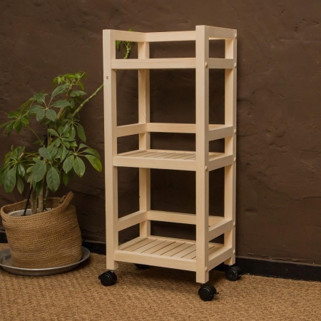 Тумба на колесиках деревянная, 3 полки, 75 х 35 х 25, Универсальная, СУ-26