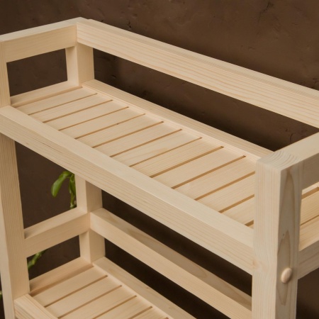 Этажерка узкая на колесиках деревянная, 3 полки, 75 х 52 х 17, Универсальная, СУ-35