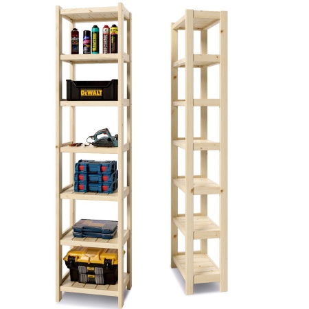 Стеллаж Классический 7 полок, 230х53х35 см, деревянный, ХСК-03 Стеллаж Классический 7 полок, 230х53х35 см, деревянный, ХСК-03