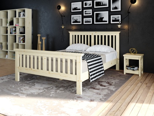 Кровать полутораспальная 140х200 см с изножьем деревянная Прованс, КР-06