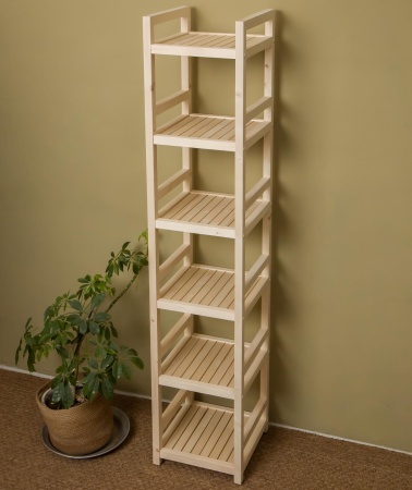 Стеллаж деревянный 6 полок, 165 х 35 х 35 см, Универсальный, СУ-06