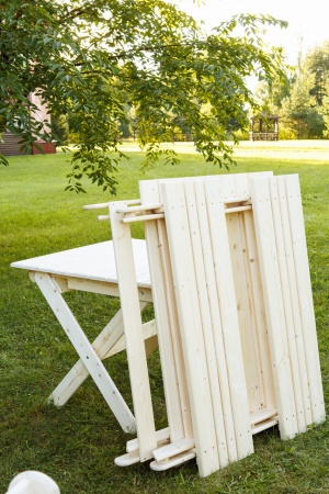 Комплект складной мебели на 4 человека (Стол 100 см, 2 лавки) деревянный, КСЛ-01