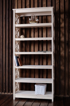 Стеллаж в стиле Прованс широкий, 7 полок, 195х89х40 см, деревянный, ХСП-01 Стеллаж в стиле Прованс широкий, 7 полок, 195х89х40 см, деревянный, ХСП-01