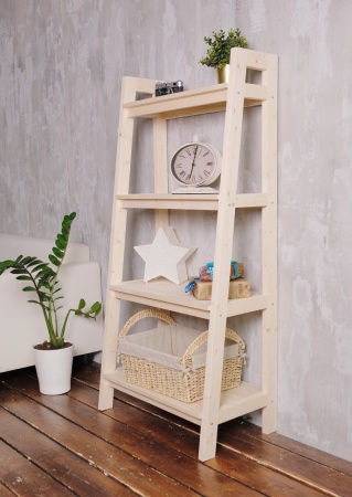 Этажерка в стиле Лестница, 4 полки, 149х70х41,6 см деревянная, ХСЛ-05