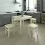 Комплект обеденной мебели деревянный (стол 90 см + 4 табурета), КМО-12
