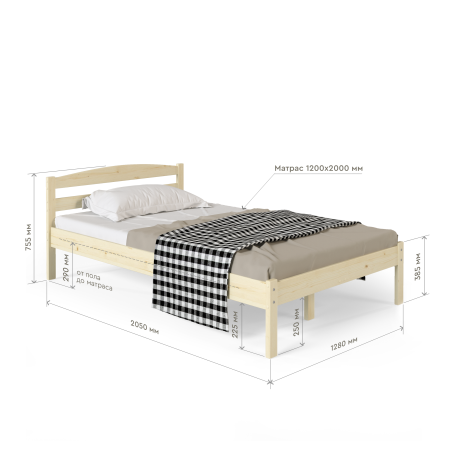 Кровать полутораспальная 1200х2000 из массива дерева в Классическом стиле, КК-05