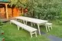 Купить  Комплект дачной мебели на 14-16 человек 370 см (2 стола, 4 лавки) деревянный, КМР-28