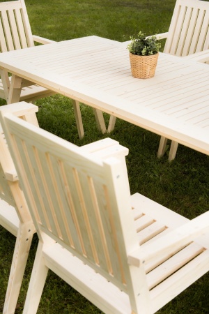 Купить  Комплект дачной мебели деревянный 200 см (Стол, 8 Кресел) , КМР-04