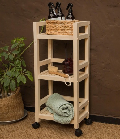 Тумба на колесиках деревянная, 3 полки, 75 х 35 х 25, Универсальная, СУ-26