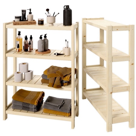 Стеллаж Классический, этажерка 4 полки, 122х91х35 см, деревянный, ХСК-10