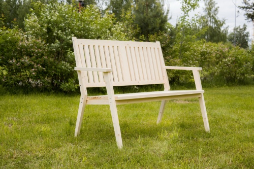 Диван-скамейка садовая с подлокотниками 125см деревянный, ХМР-02