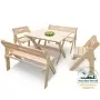 Комплект складной мебели на 6 человек  (Стол 100 см, скамейки, стулья) деревянный, КСС-01