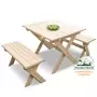 Комплект складной мебели на 4 человека (Стол 100 см, 2 лавки) деревянный, КСЛ-01