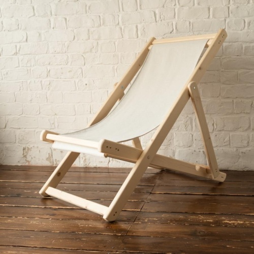 Шезлонг с светло-серой тканью, деревянный, складной, МС-14-СС Шезлонг с светло-серой тканью, деревянный, складной, МС-14-СС