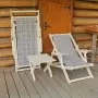 Комплект шезлонгов с клетчатой тканью и подлокотниками (2 шезлонга + столик) деревянный, КСШ-03-К